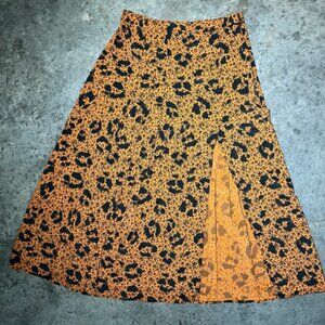 Topshop Burnt Orange and Black Flowy Skirt | Size 8